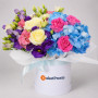 Композиция из гортензии и роз в коробке «Фейерверк» — вид 2